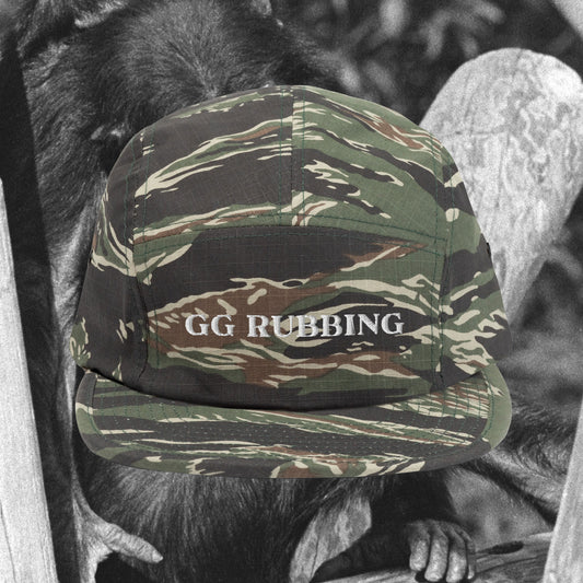 "GG RUBBING" camo 5-panel cap